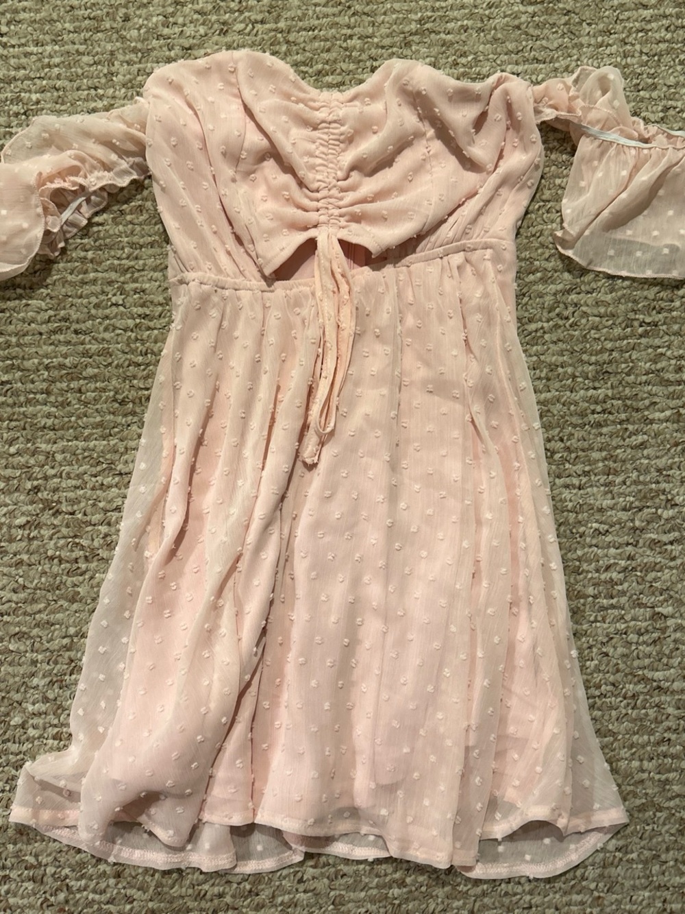 Women's Blush Pink Swiss Dot Off-Shoulder Dress